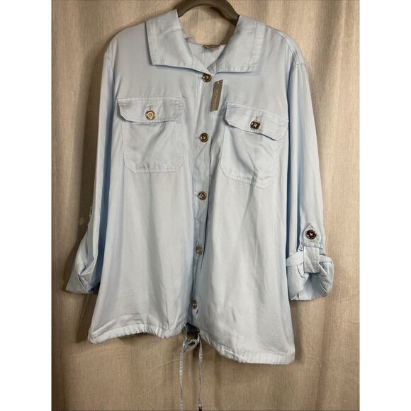 Chico's Jackets & Blazers - NWT Chico’s Light Indigo Utility Jacket Long Sleeve Moonstone Blue-Size 3(16/18)